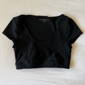 Beyond Yoga Spacedye Darkest Night Cropped Yoga/Workout Top